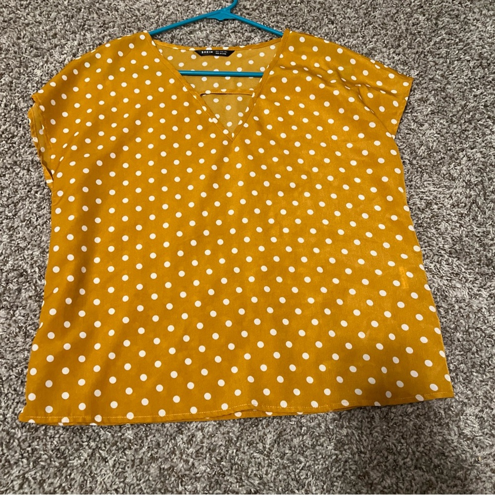 SHEIN clasi Polka Dot Print mustard yellow top Size Small